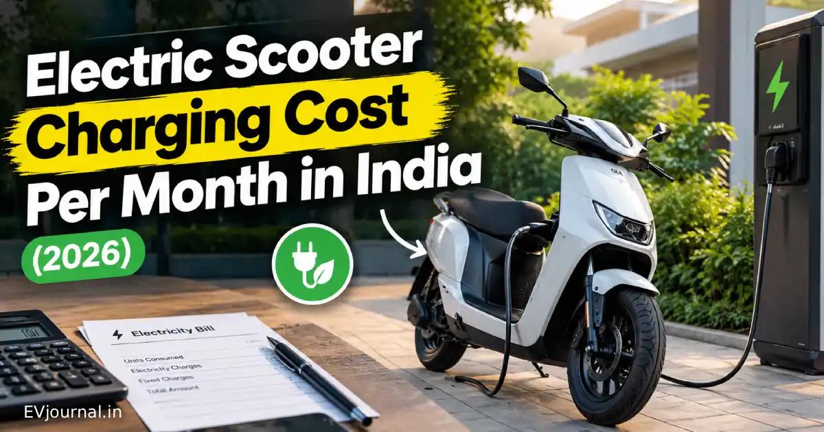 Electric scooter charging cost per month in India 2026 with home charging station and electricity bill.