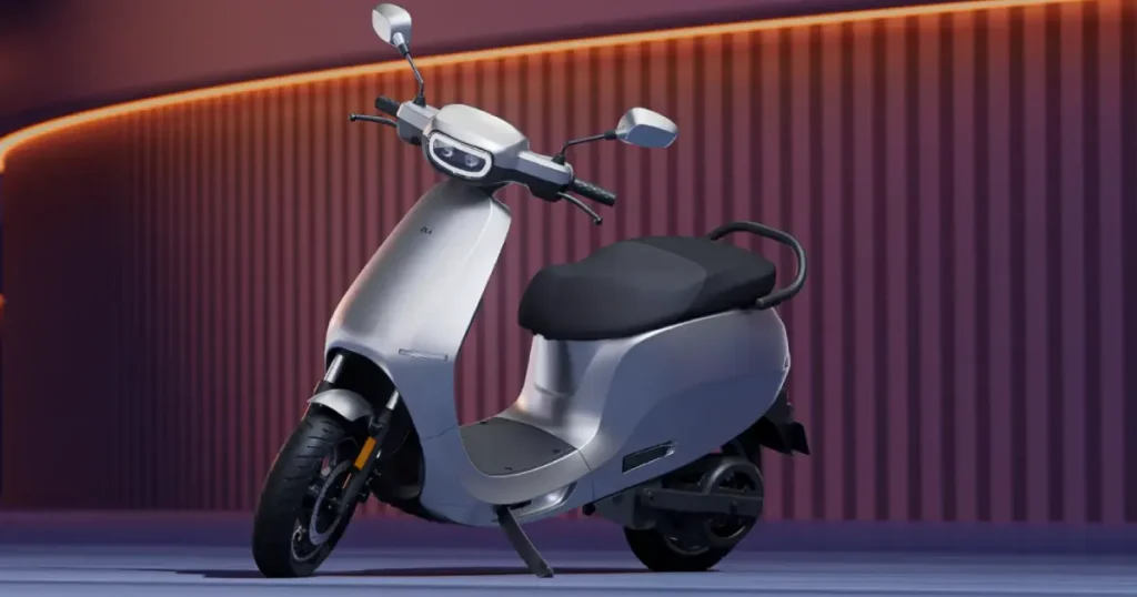 Long-Range Electric Scooters in India – Stylish silver Ola electric scooter with LED headlamp and modern design